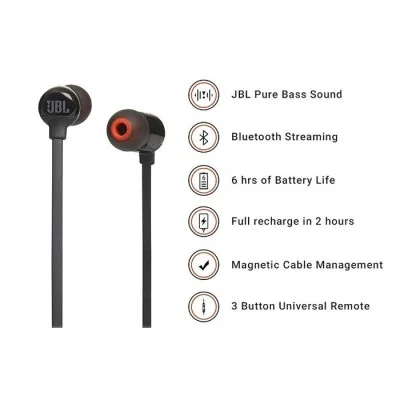 JBL Wireless Earphone With Mic T110BT - Black